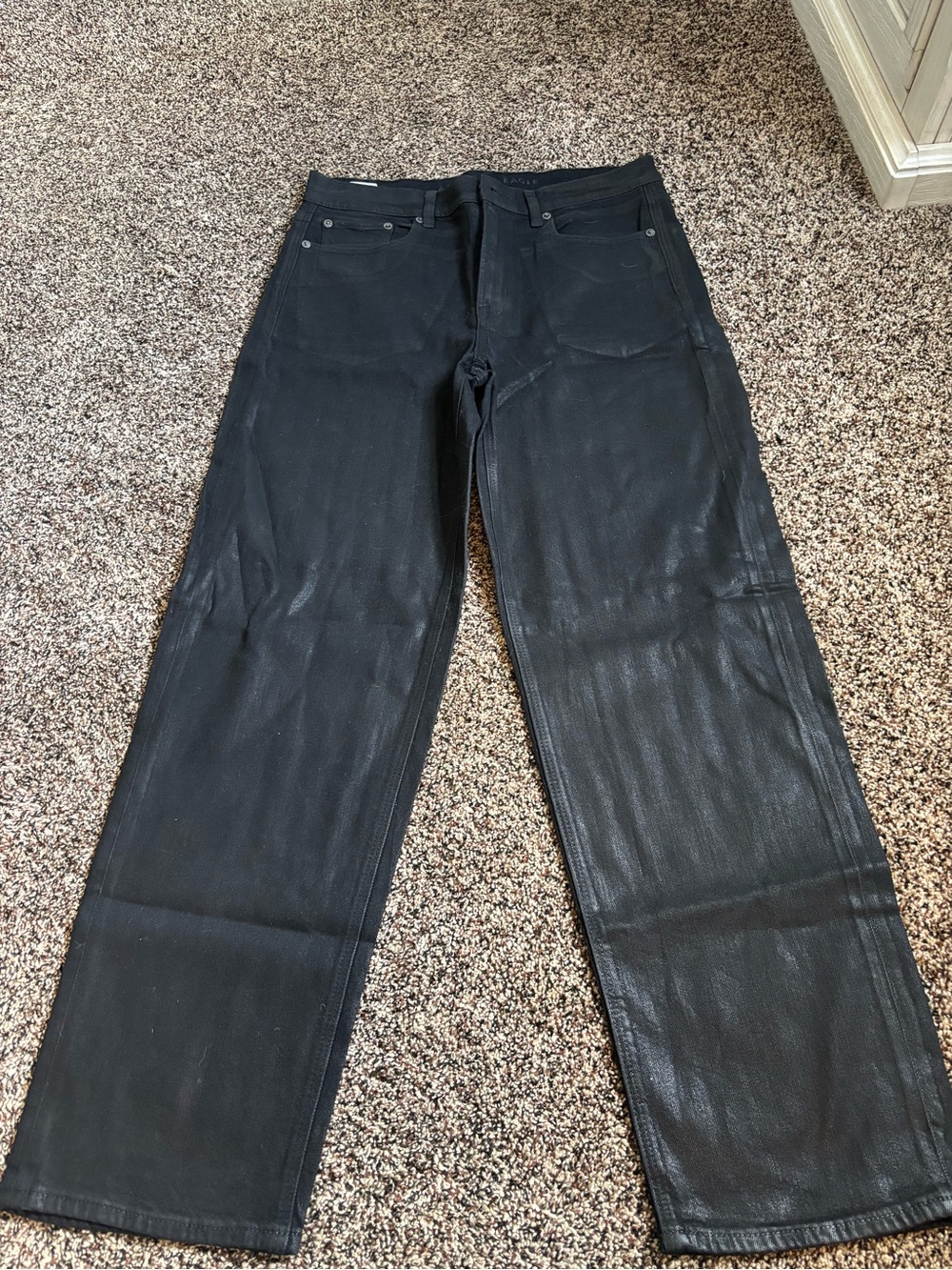 American Eagle Outfitters Black Coated Straight-Leg Women's Jeans